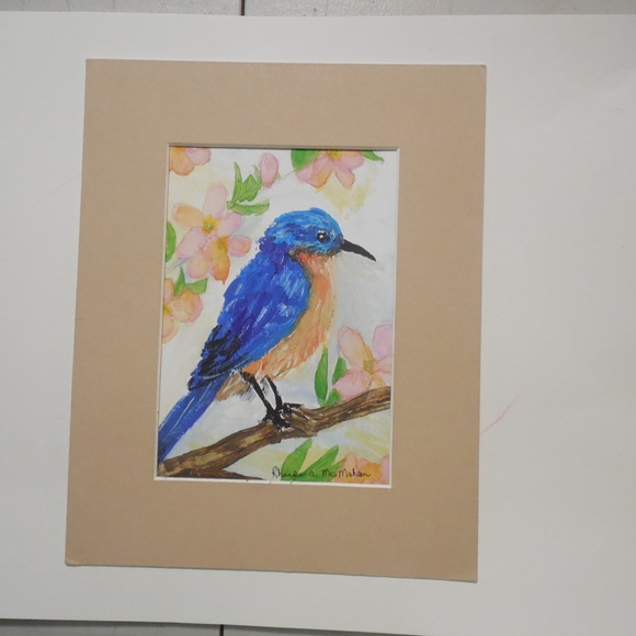 Bluebird Watercolor HAND CRAFTED Painting - Picture 3 of 5